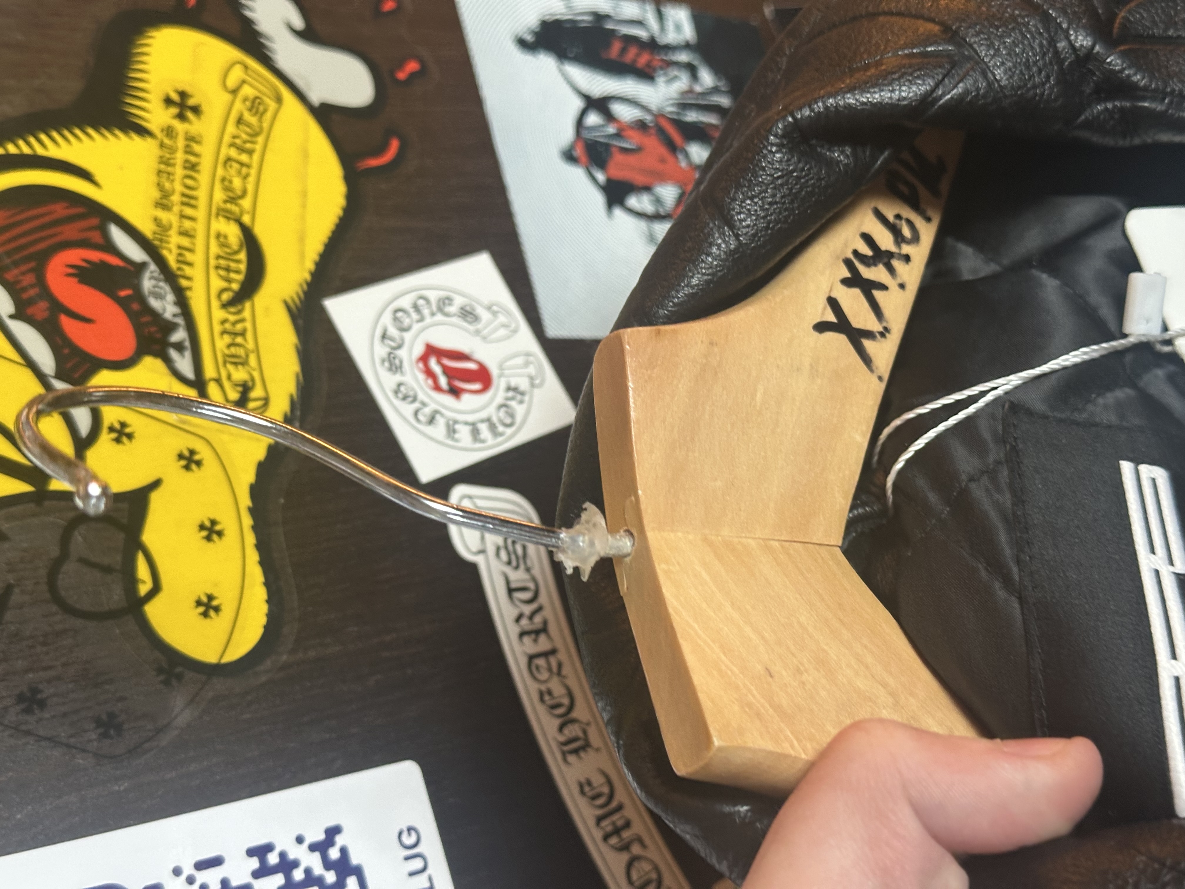 Sp5der Sp5der Web Debossed Leather Jacket L