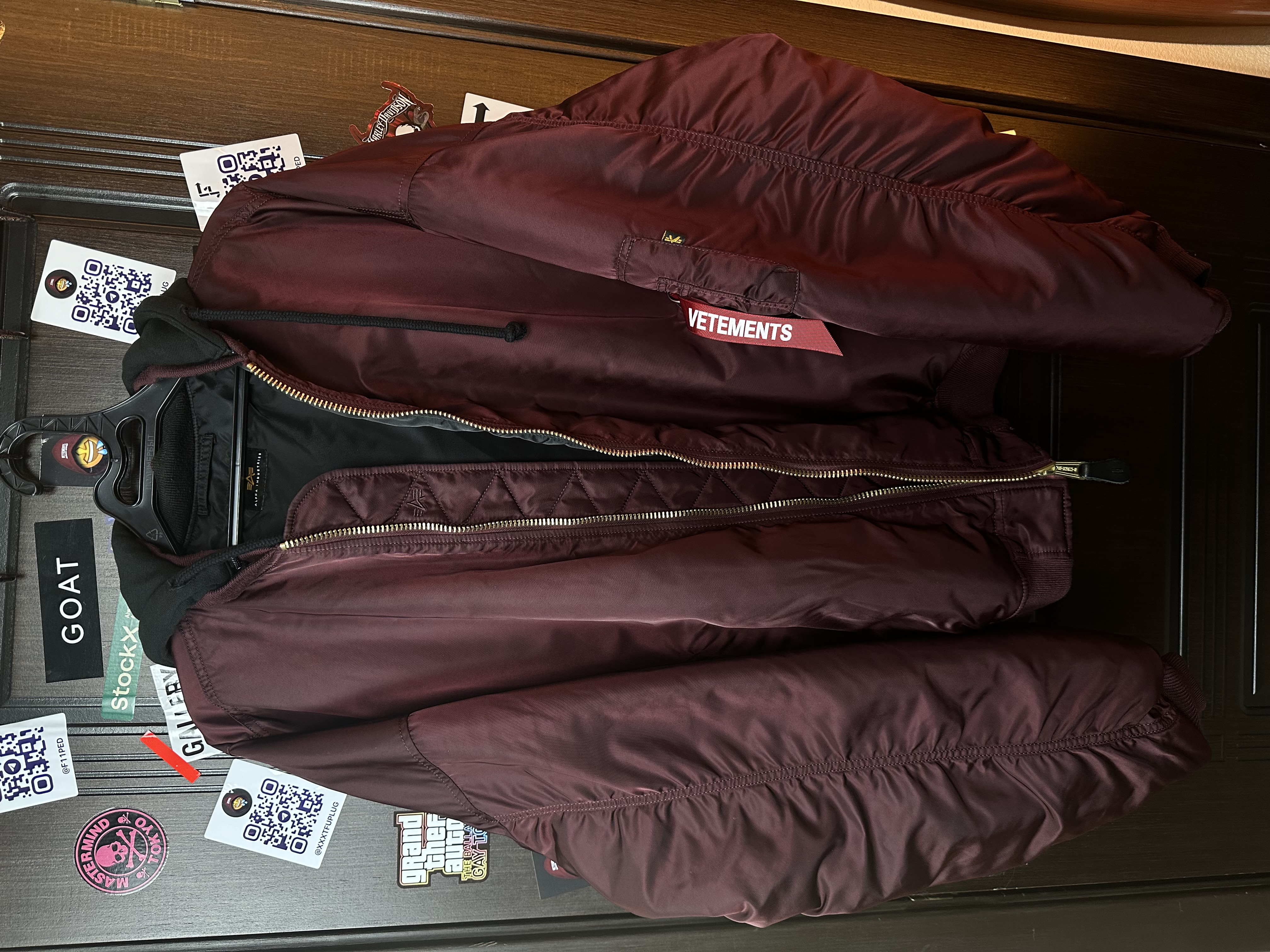 Vetements Burgundy Bomber Emoji XS
