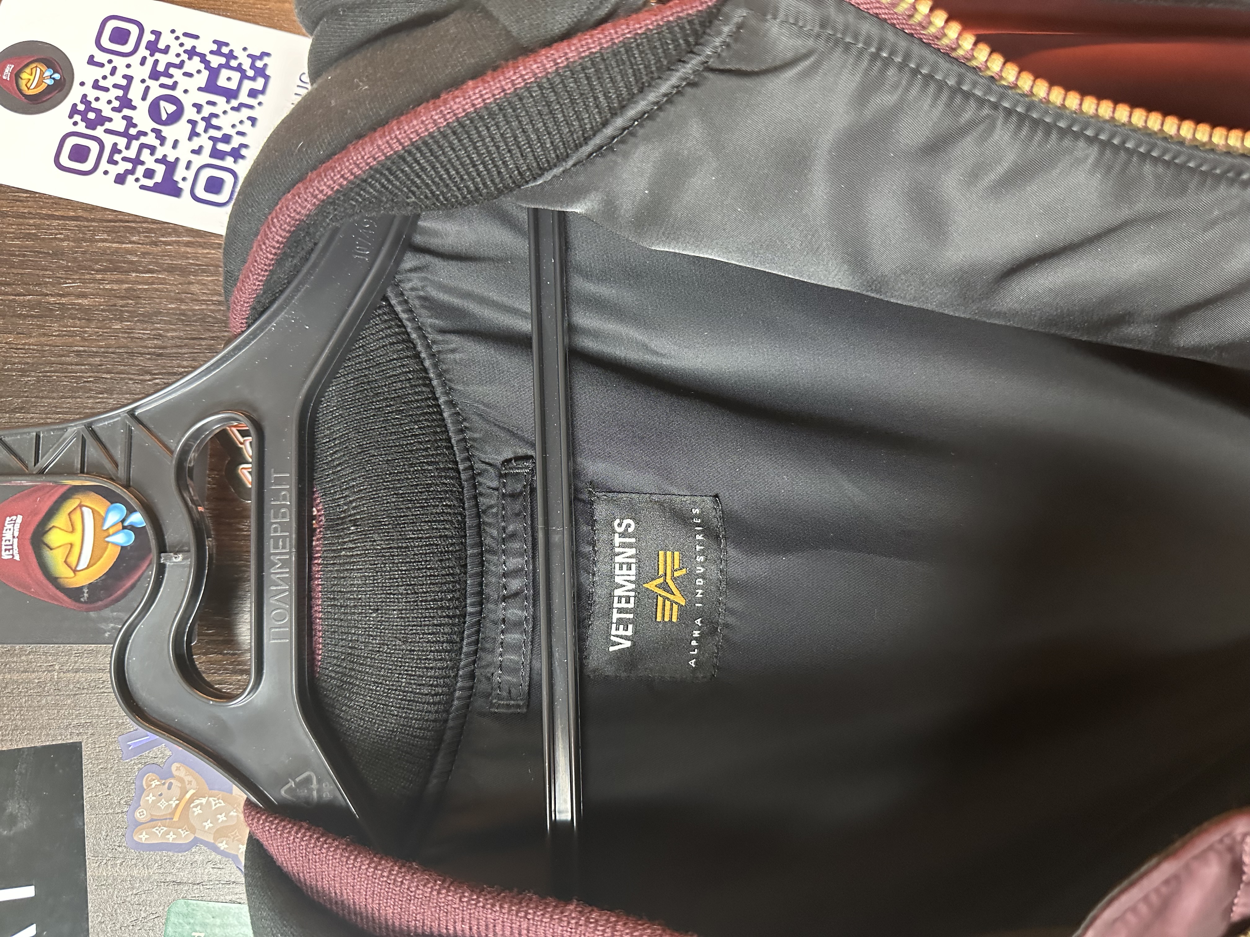 Vetements Burgundy Bomber Emoji XS